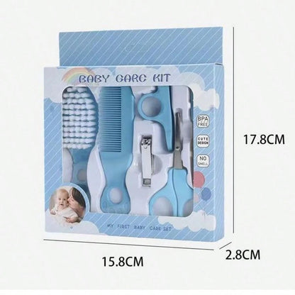 6pcs Baby Care Set, Cartoon Handle, Nail Clippers, Comb And Brush Set, Blue/Pink/Yellow, Gentle Hygiene Care Tools For Newborns
