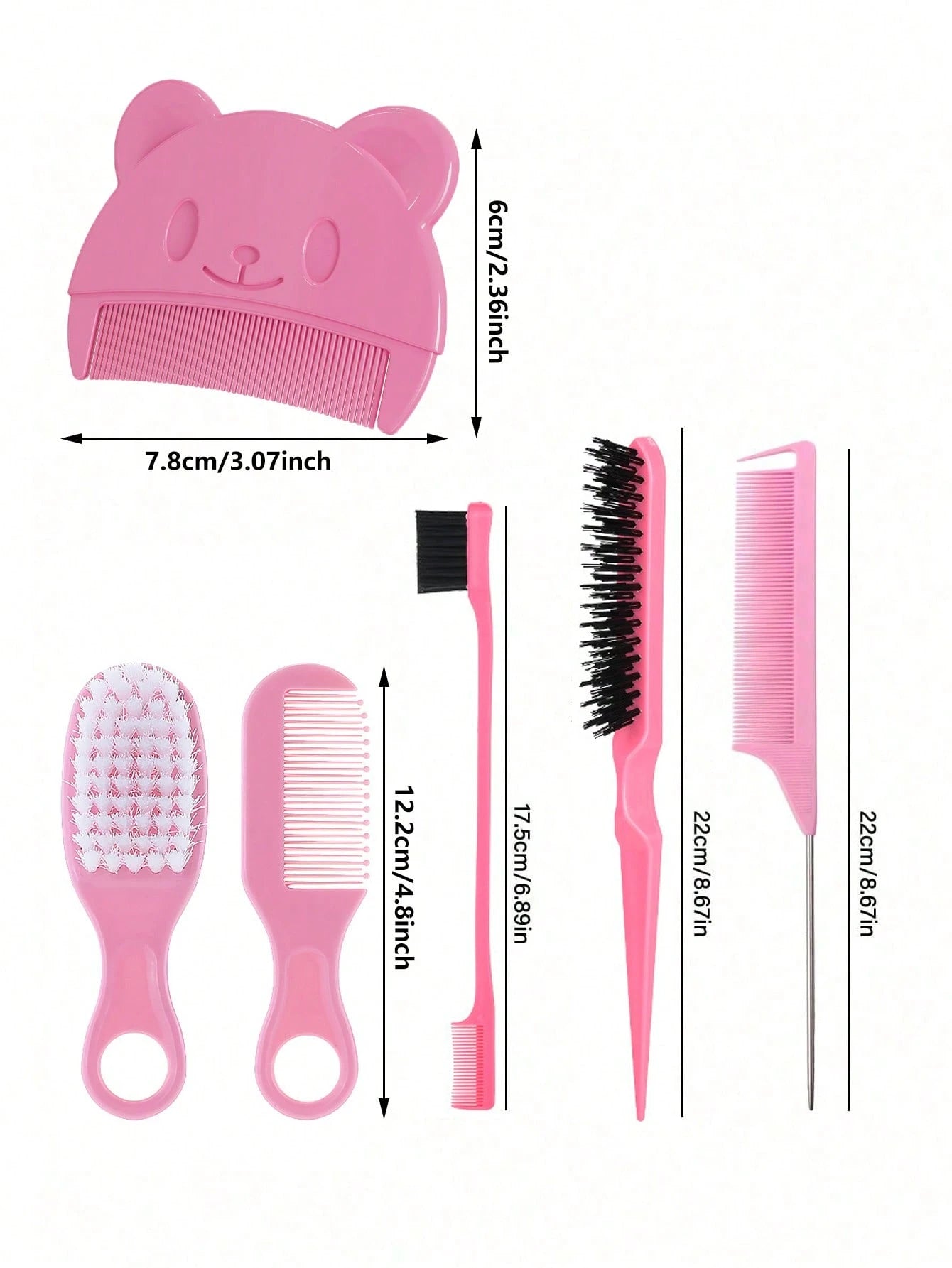 6pcs Baby Hairbrush Set, Suitable For All Hair Types, Durable ABS Handle, Newborn Head Care Hairbrush Set For Hair Styling