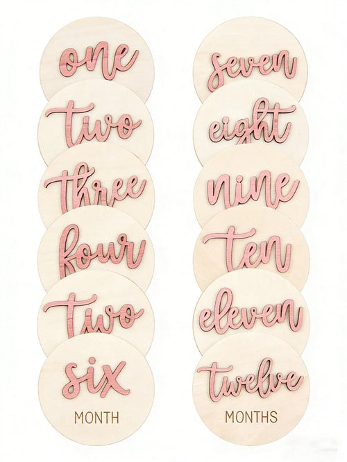 6pcs Baby Monthly Milestone Cards, Double-Sided Wooden 3D Milestone Cards, Photo Props, Announcement Signs, 1-12 Months, Photography, Newborn Memorial Gift, Wooden Newborn Milestone, Suitable For New