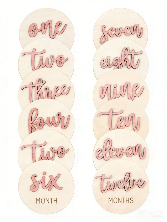 6pcs Baby Monthly Milestone Cards, Double-Sided Wooden 3D Milestone Cards, Photo Props, Announcement Signs, 1-12 Months, Photography, Newborn Memorial Gift, Wooden Newborn Milestone, Suitable For New