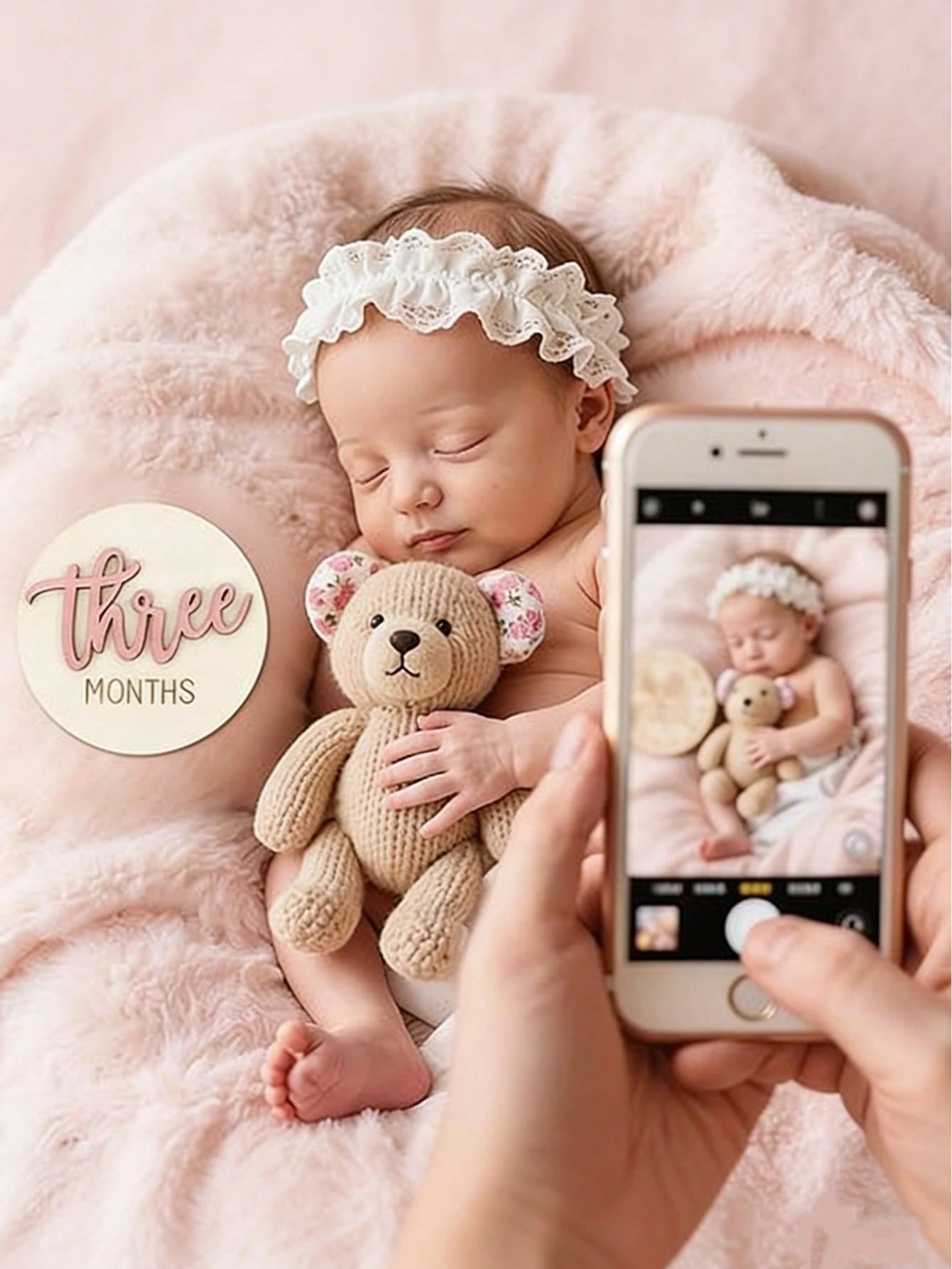 6pcs Baby Monthly Milestone Cards, Double-Sided Wooden 3D Milestone Cards, Photo Props, Announcement Signs, 1-12 Months, Photography, Newborn Memorial Gift, Wooden Newborn Milestone, Suitable For New