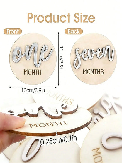 6pcs Baby Monthly Milestone Cards, Double-Sided Wooden 3D Milestone Cards, Photo Props, Announcement Signs, 1-12 Months, Photography, Newborn Memorial Gift, Wooden Newborn Milestone, Suitable For New