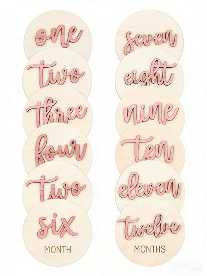 6pcs Baby Monthly Milestone Cards, Double-Sided Wooden 3D Milestone Cards, Photo Props, Announcement Signs, 1-12 Months, Photography, Newborn Memorial Gift, Wooden Newborn Milestone, Suitable For New