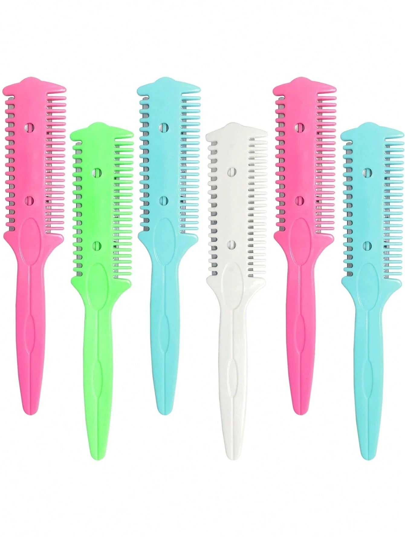 6pcs Hair Cutting Razor Combs- Double-Sided Razor, Hair Styling Trimming Razor Comb, Split End Trimmer, For Precise Hair Cutting And Styling, Random Color