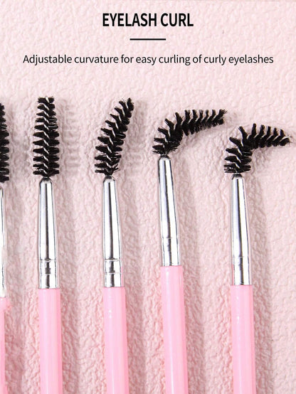 6pcs Large Eye Makeup Brushes Set With Plastic Handle, Double-Sided Spiral Eyebrow Comb, Thin Eyeliner Brush