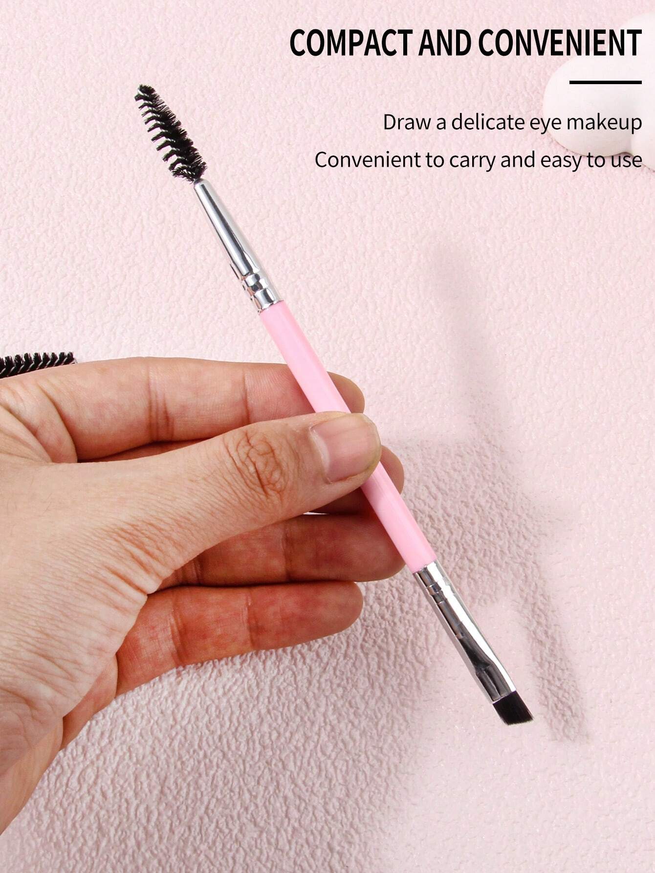 6pcs Large Eye Makeup Brushes Set With Plastic Handle, Double-Sided Spiral Eyebrow Comb, Thin Eyeliner Brush