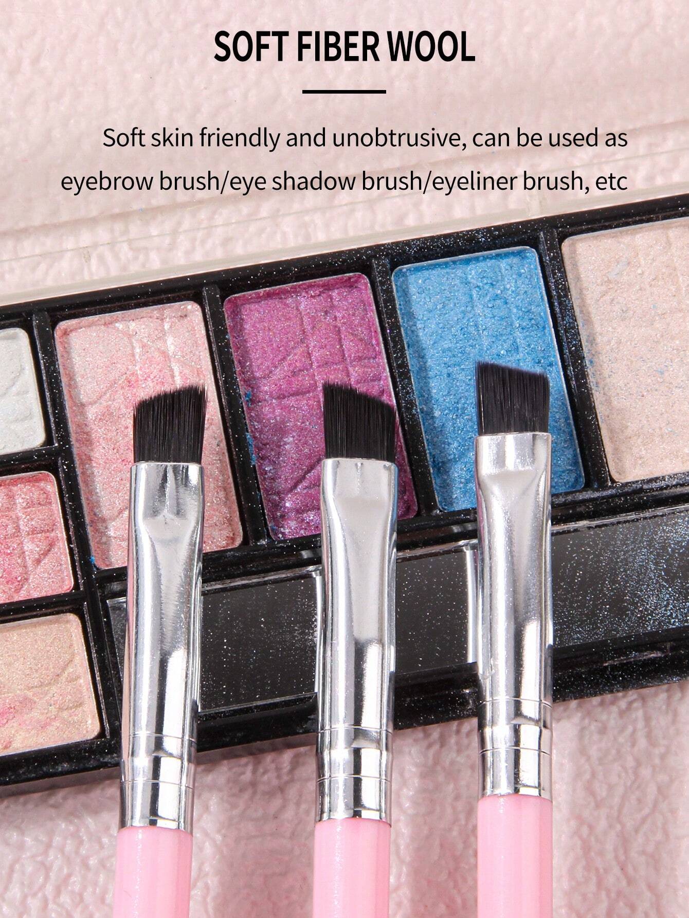 6pcs Large Eye Makeup Brushes Set With Plastic Handle, Double-Sided Spiral Eyebrow Comb, Thin Eyeliner Brush