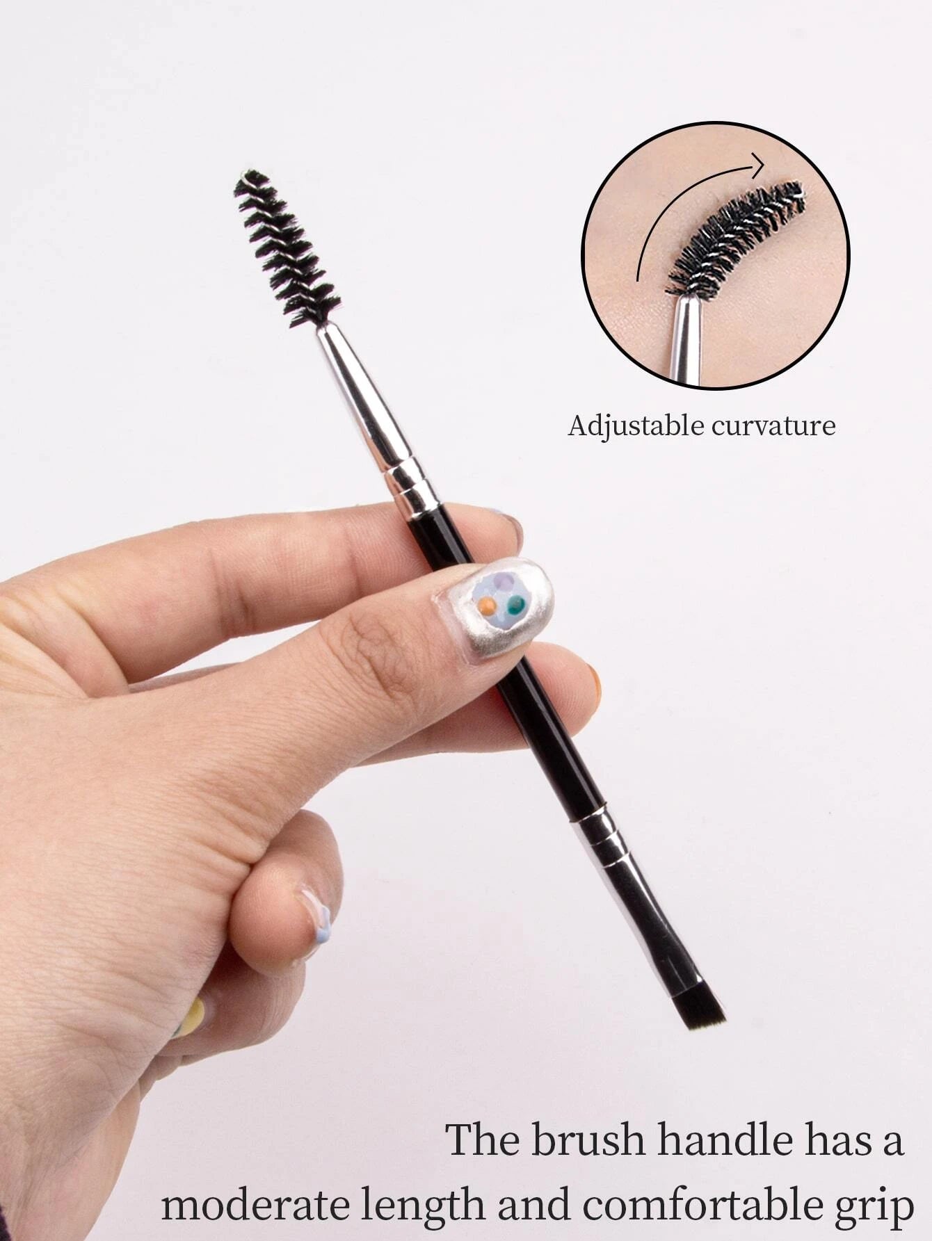 6pcs Large Eye Makeup Brushes Set With Plastic Handle, Double-Sided Spiral Eyebrow Comb, Thin Eyeliner Brush