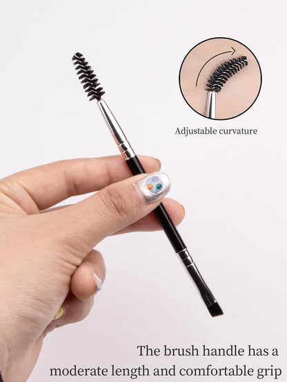 6pcs Large Eye Makeup Brushes Set With Plastic Handle, Double-Sided Spiral Eyebrow Comb, Thin Eyeliner Brush