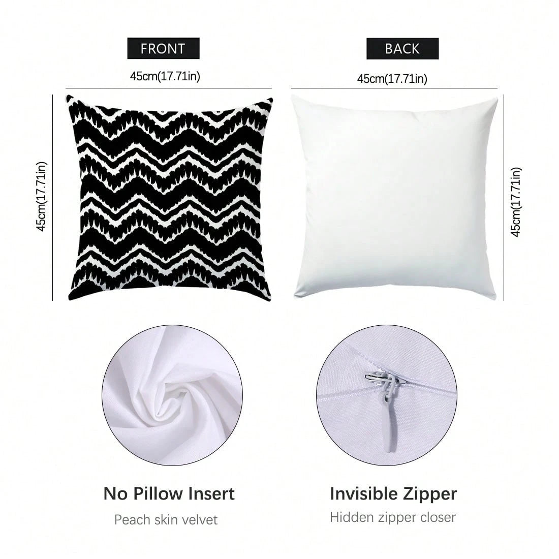 6pcs Minimalist Black & White Geometric Home Pattern Cushion Covers, Single-Sided Printed Velvet, 45*45/50*50/40*40CM Pillow Covers Suitable For Modern Minimalist Sofa Living Room Decor, Gift, Party D