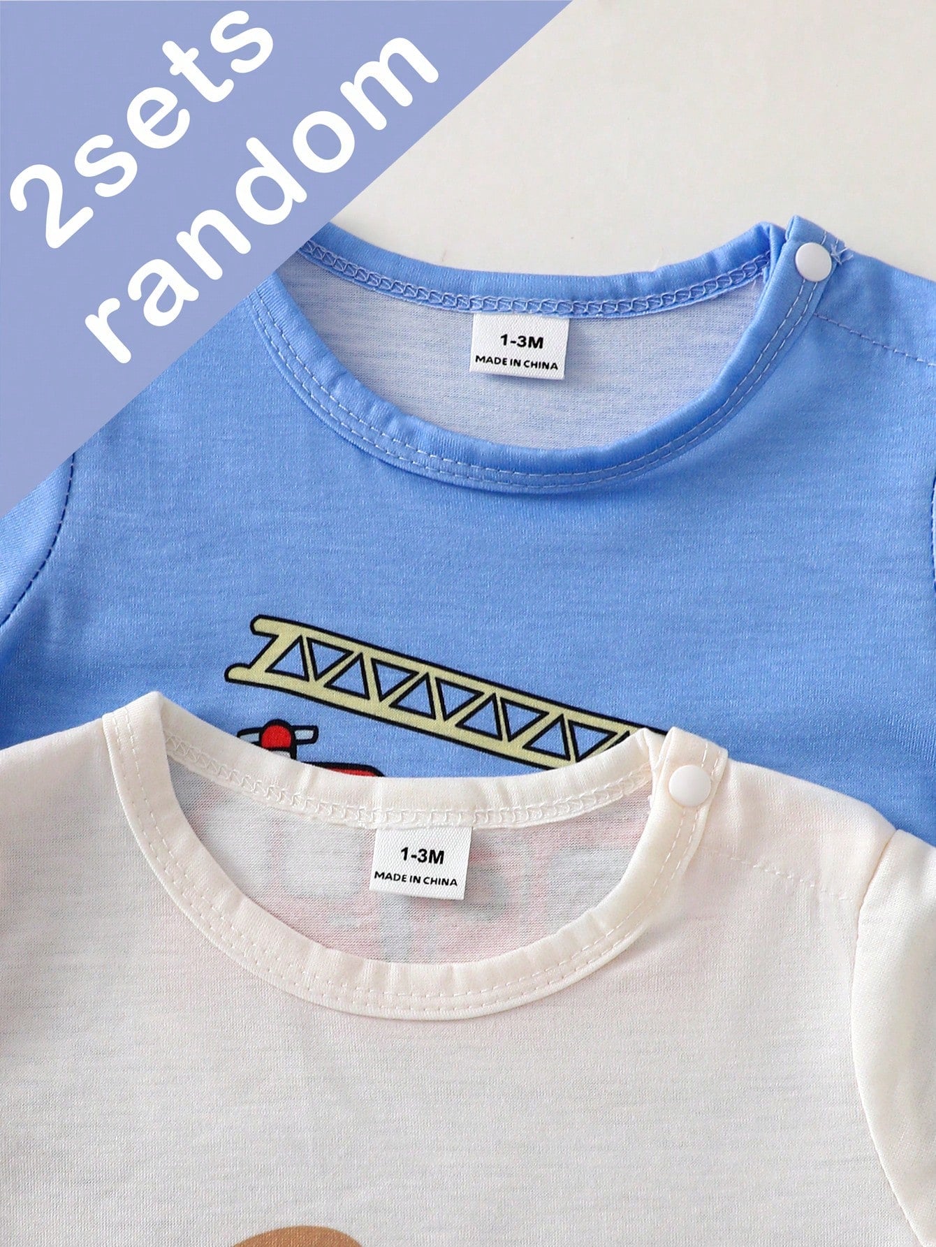 6pcs Random Sent 2pcs Newborn Knitted Round Neck Short Sleeve Romper With Feet, Casual Cute Cartoon Koala, Dinosaur, Car Pattern, Comfortable Soft Loose Homewear Suitable For Summer