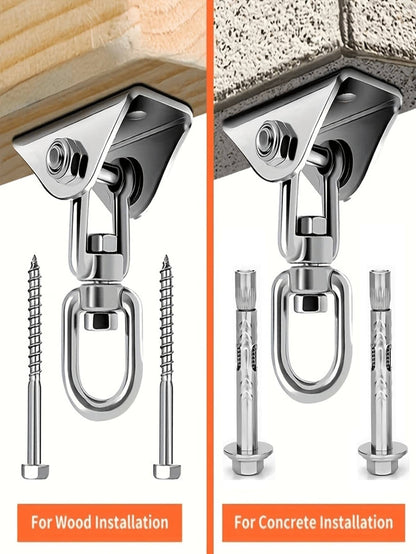 6pcs/Set 304 Stainless Steel Hammock Hardware Kit- Rust-Proof And Durable Swing Hooks- Multifunctional, Easy-Install Swivel Hook Design For Hammocks, Yoga, Punching Bags, Swing Accessories