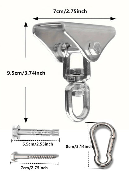 6pcs/Set 304 Stainless Steel Hammock Hardware Kit- Rust-Proof And Durable Swing Hooks- Multifunctional, Easy-Install Swivel Hook Design For Hammocks, Yoga, Punching Bags, Swing Accessories