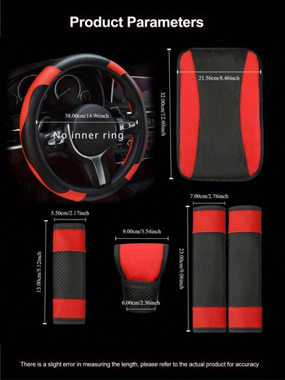 6pcs/Set, 3pcs/Set, 1pc PU Leather Car Interior Accessories Set- Steering Wheel Cover, Armrest Cover, Handbrake Cover, Seat Belt Cover- For Women, Fit For Sedan, SUV, Truck And Various Vehicle Model