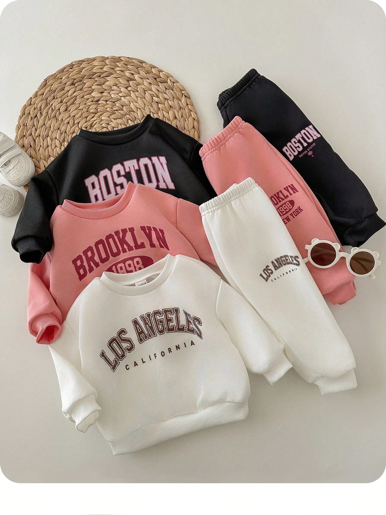6pcs/Set Baby Girl Cute Letter Print Long Sleeve Sweatshirt And Elastic Waist Pants, Autumn/Winter