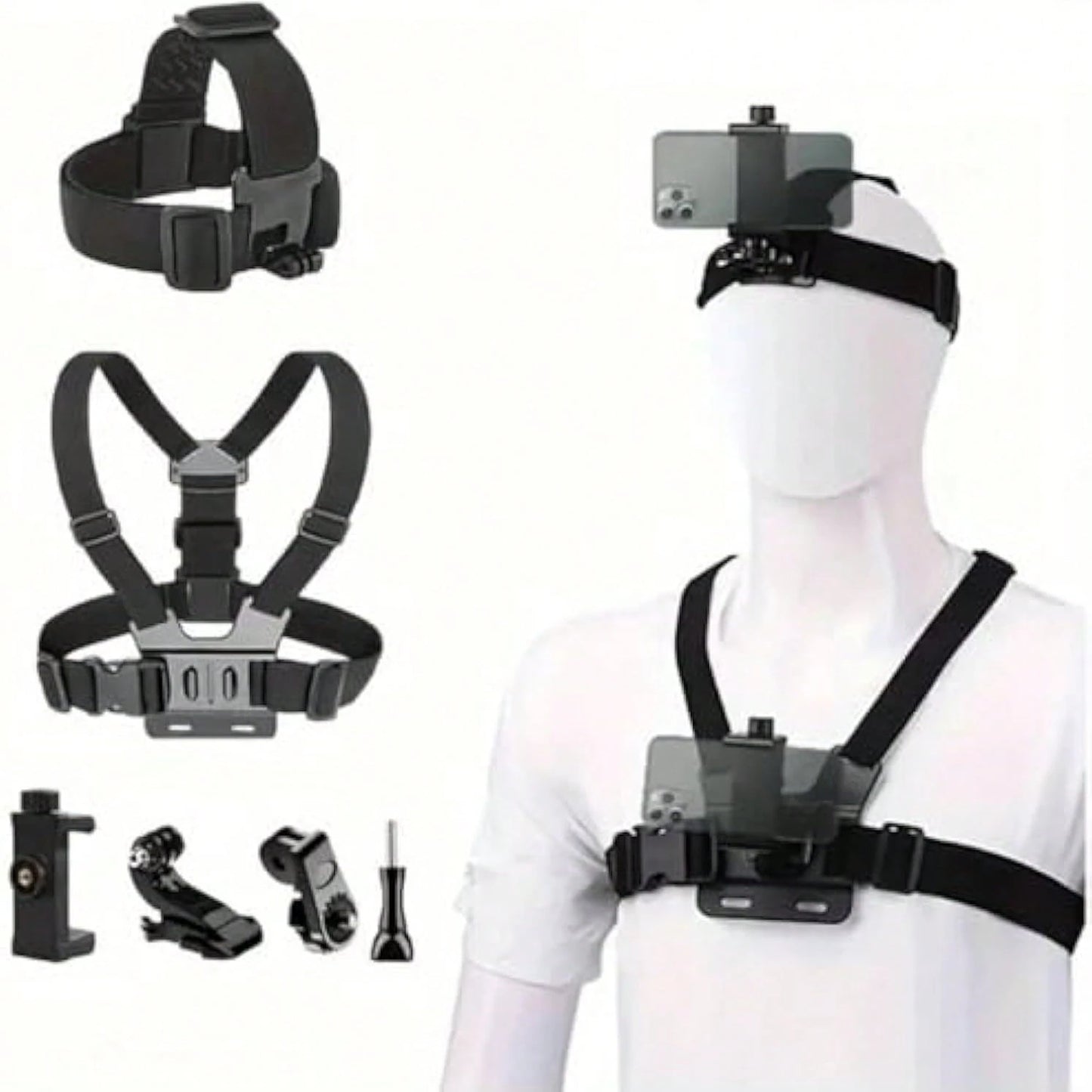 6pcs/Set Complete Sports Camera Accessory Kit, Including Phone Clip Mount, Suitable For GoPro, Phones And Osmo Action Cameras