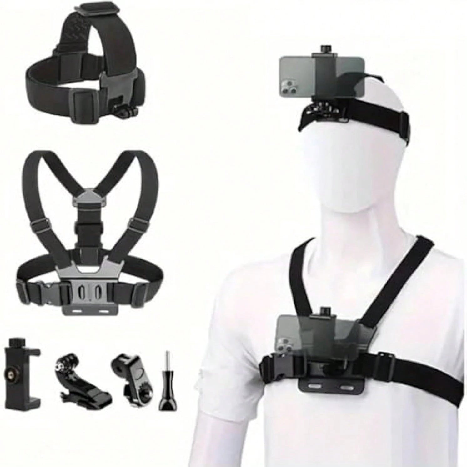 6pcs/Set Complete Sports Camera Accessory Kit, Including Phone Clip Mount, Suitable For GoPro, Phones And Osmo Action Cameras