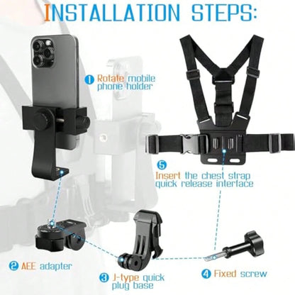 6pcs/Set Complete Sports Camera Accessory Kit, Including Phone Clip Mount, Suitable For GoPro, Phones And Osmo Action Cameras
