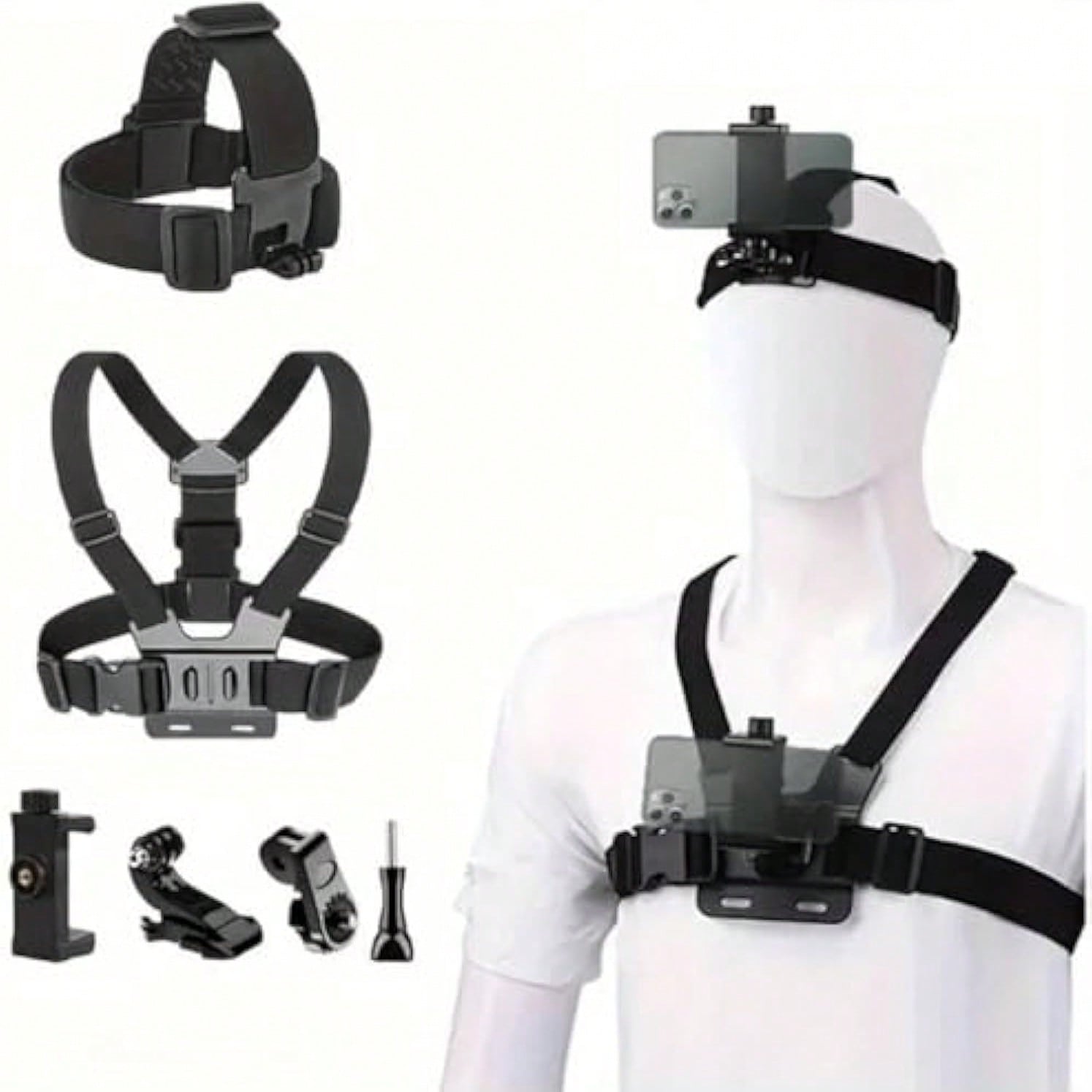 6pcs/Set Complete Sports Camera Accessory Kit, Including Phone Clip Mount, Suitable For GoPro, Phones And Osmo Action Cameras