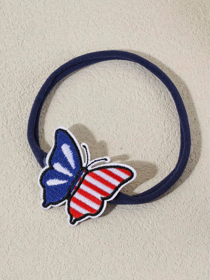 6pcs/Set New Fabric Embroidered Heart Butterfly Hat Shaped Baby Headband, Sweet Cute Independence Day Baby Hairband, Fashion Baby Headwear Hair Accessory (Cardboard Not Included, For Display Only)
