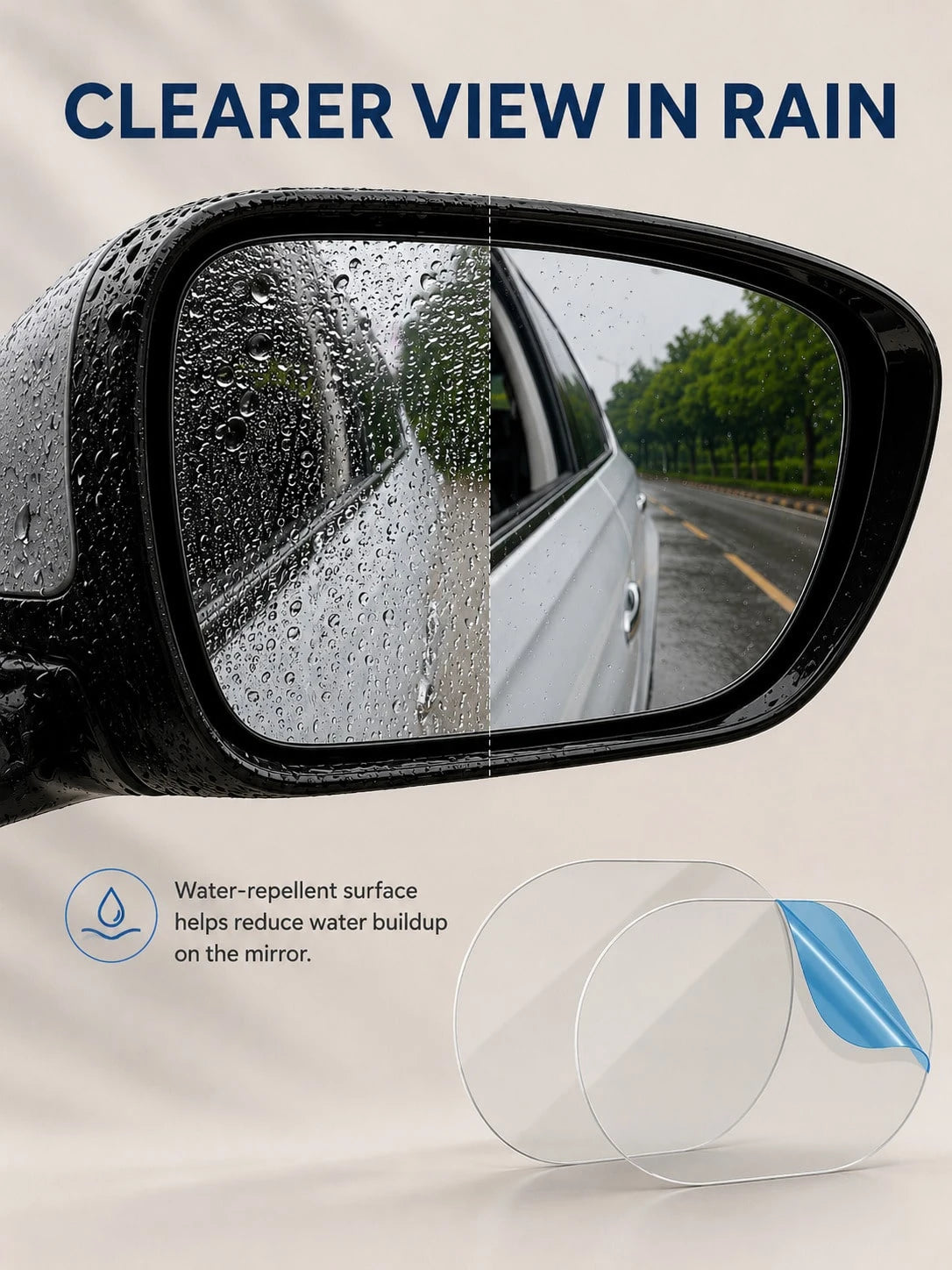 6Pcs Transparent Car Rearview Mirror Films, Waterproof Rain-Repellent Anti-Glare Protective Stickers For Clearer Visibility And Daily Rainy Driving