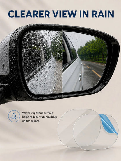 6Pcs Transparent Car Rearview Mirror Films, Waterproof Rain-Repellent Anti-Glare Protective Stickers For Clearer Visibility And Daily Rainy Driving