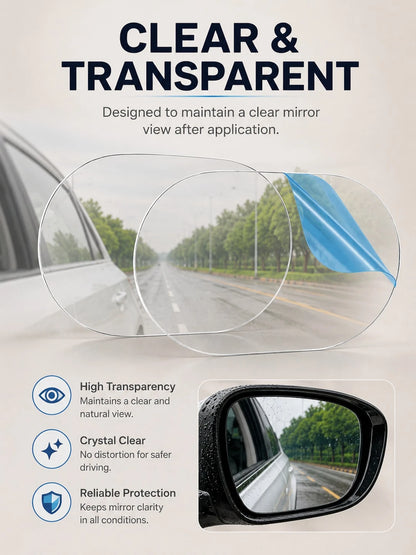 6Pcs Transparent Car Rearview Mirror Films, Waterproof Rain-Repellent Anti-Glare Protective Stickers For Clearer Visibility And Daily Rainy Driving