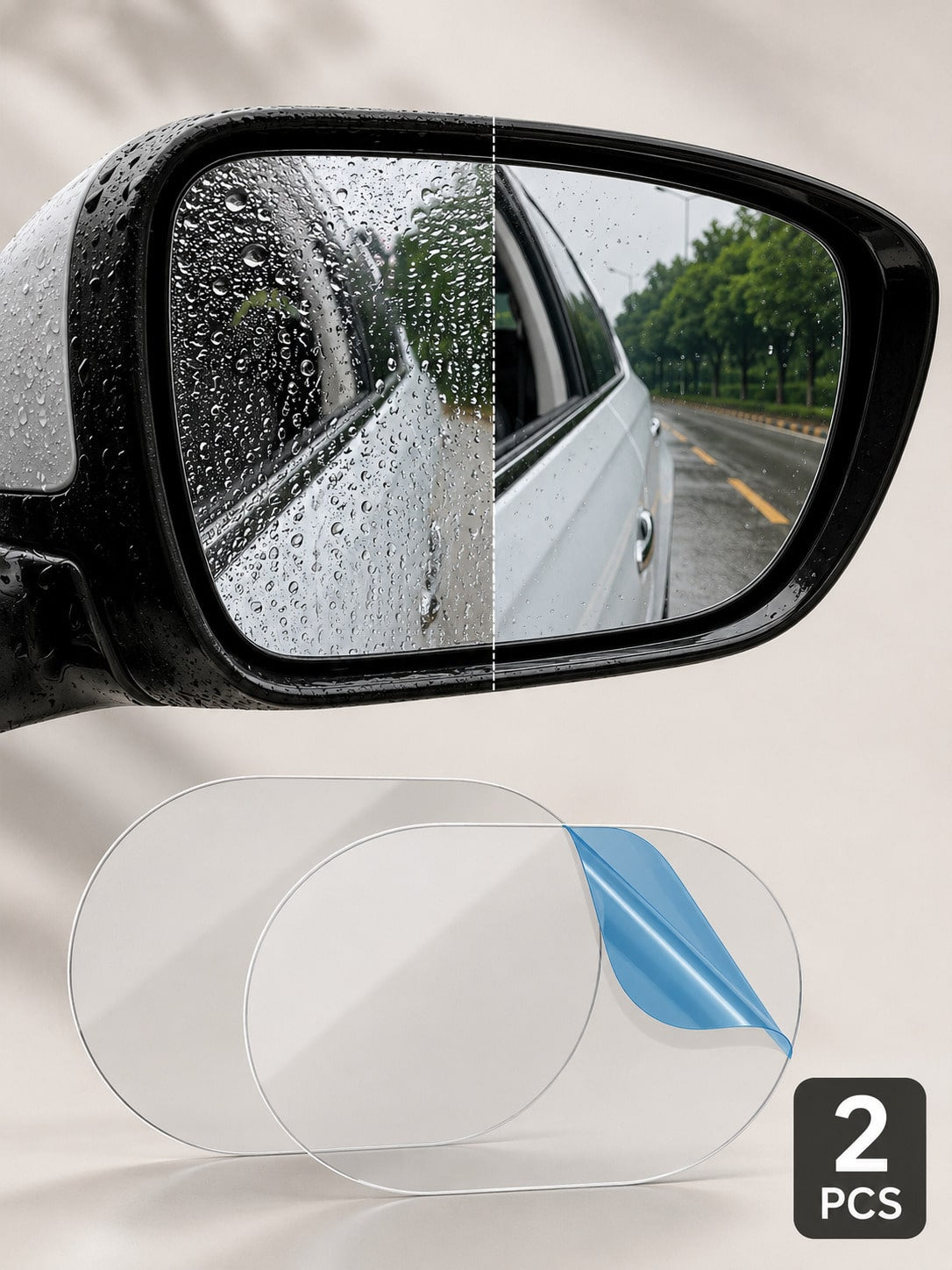 6Pcs Transparent Car Rearview Mirror Films, Waterproof Rain-Repellent Anti-Glare Protective Stickers For Clearer Visibility And Daily Rainy Driving