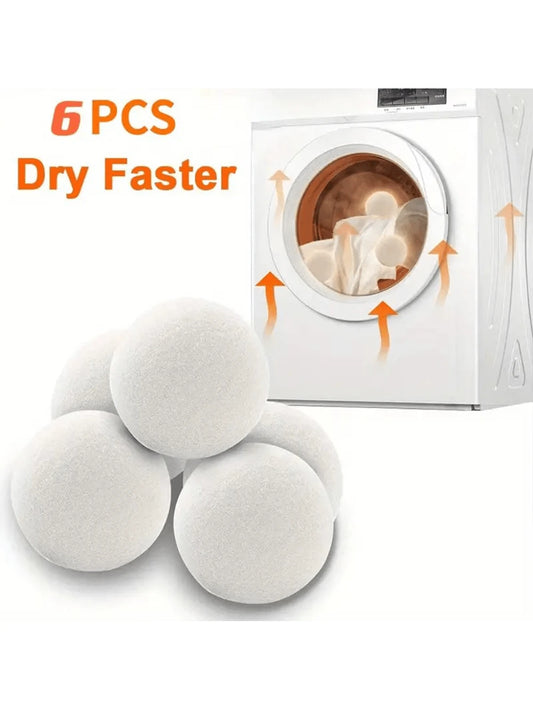 6pcs Wool Dryer Balls Drying Balls For Laundry,Reusable As Natural Fabric Softener, Reduce Clothing Wrinkles, Drying Clothes Faster