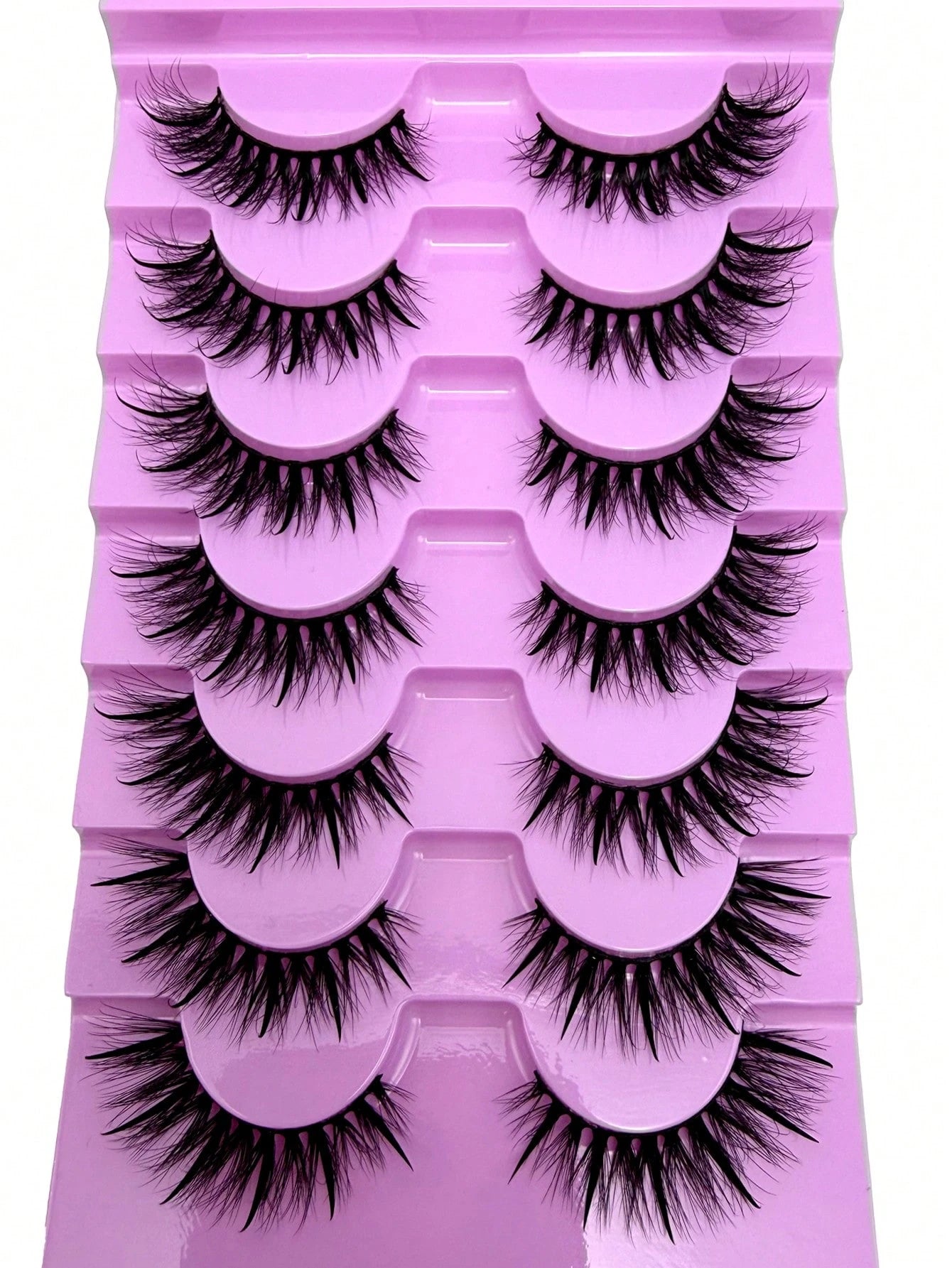 7 Pairs 20mm Russian Strip False Eyelashes, Glossy Finish, Eyelash Extension Effect, Spiky Cartoon False Eyelashes, Natural Soft Fluffy Mink False Eyelashes, 3D Russian Dense Dramatic Messy Mink False