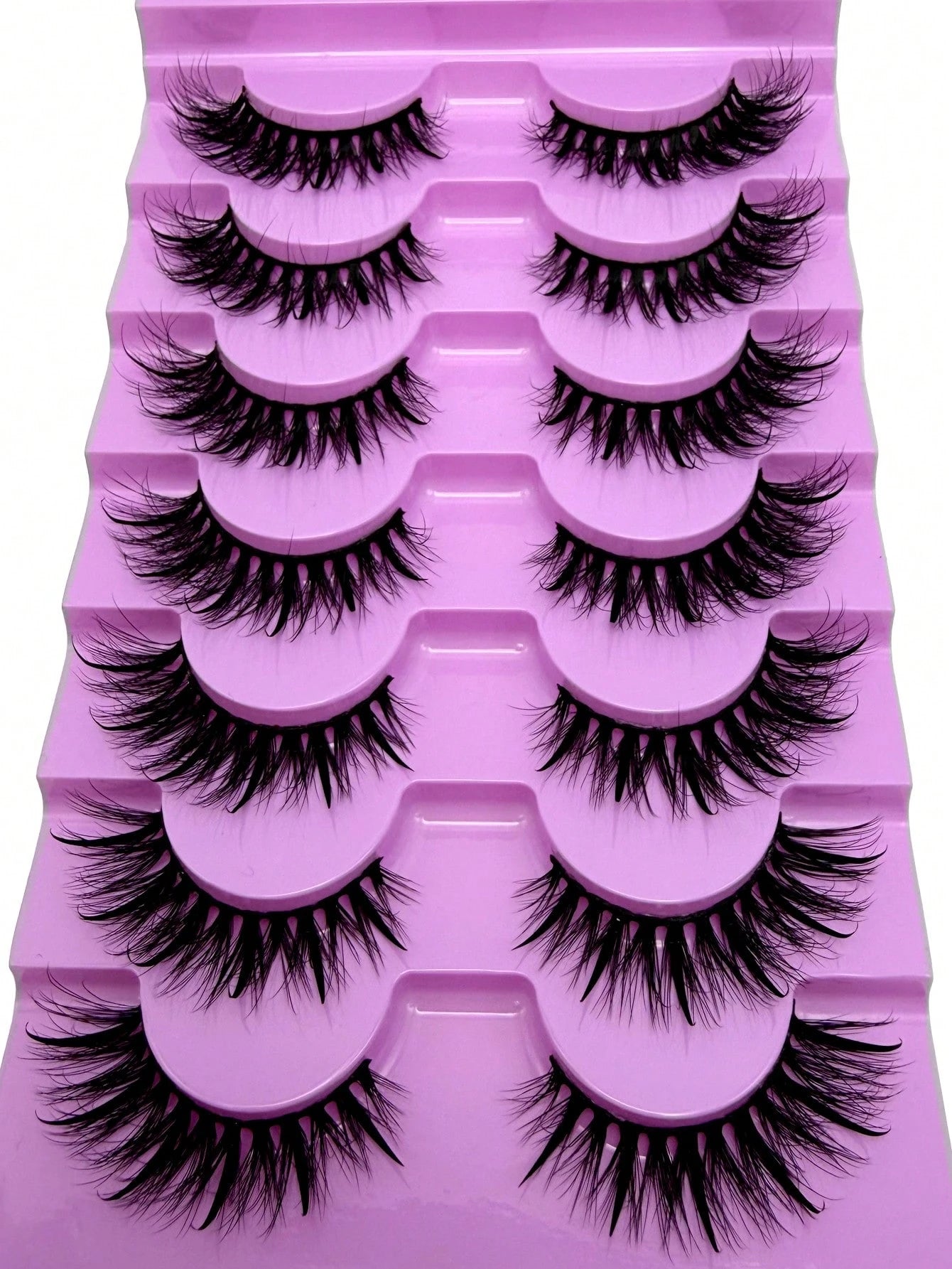 7 Pairs 20mm Russian Strip False Eyelashes, Glossy Finish, Eyelash Extension Effect, Spiky Cartoon False Eyelashes, Natural Soft Fluffy Mink False Eyelashes, 3D Russian Dense Dramatic Messy Mink False