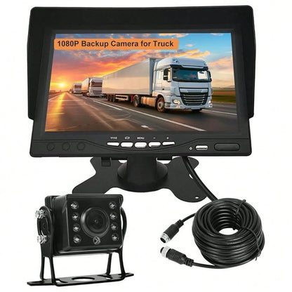 7inch Truck Backup Camera With 1080P HD Display- Night Vision, Waterproof RV Camera For Pickup Trucks, Cars, SUVs & RVs- Easy Installation, Wide View Angle