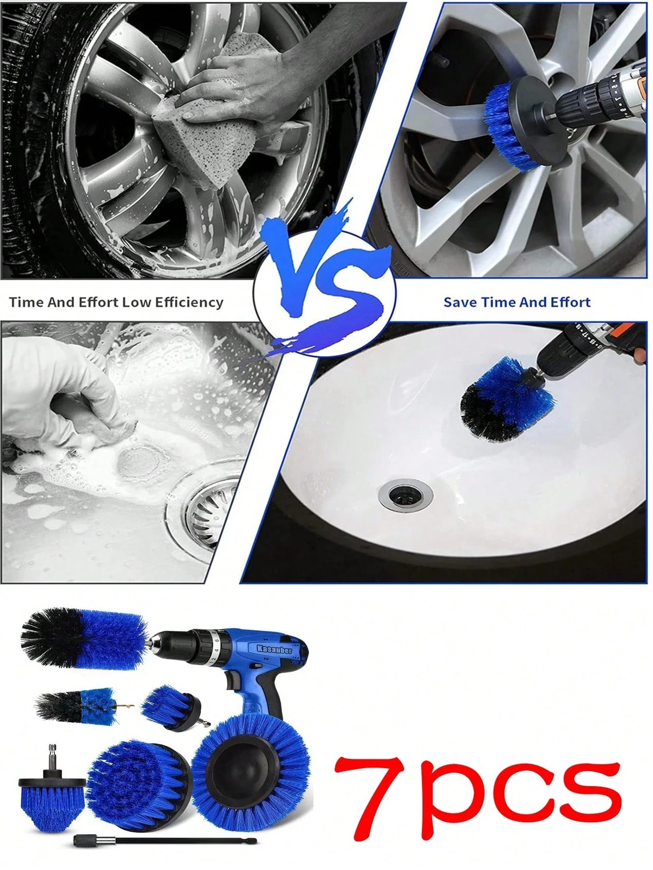7pcs Car Cleaning Brushes Drill Brush Set, Home Cleaning Brushes