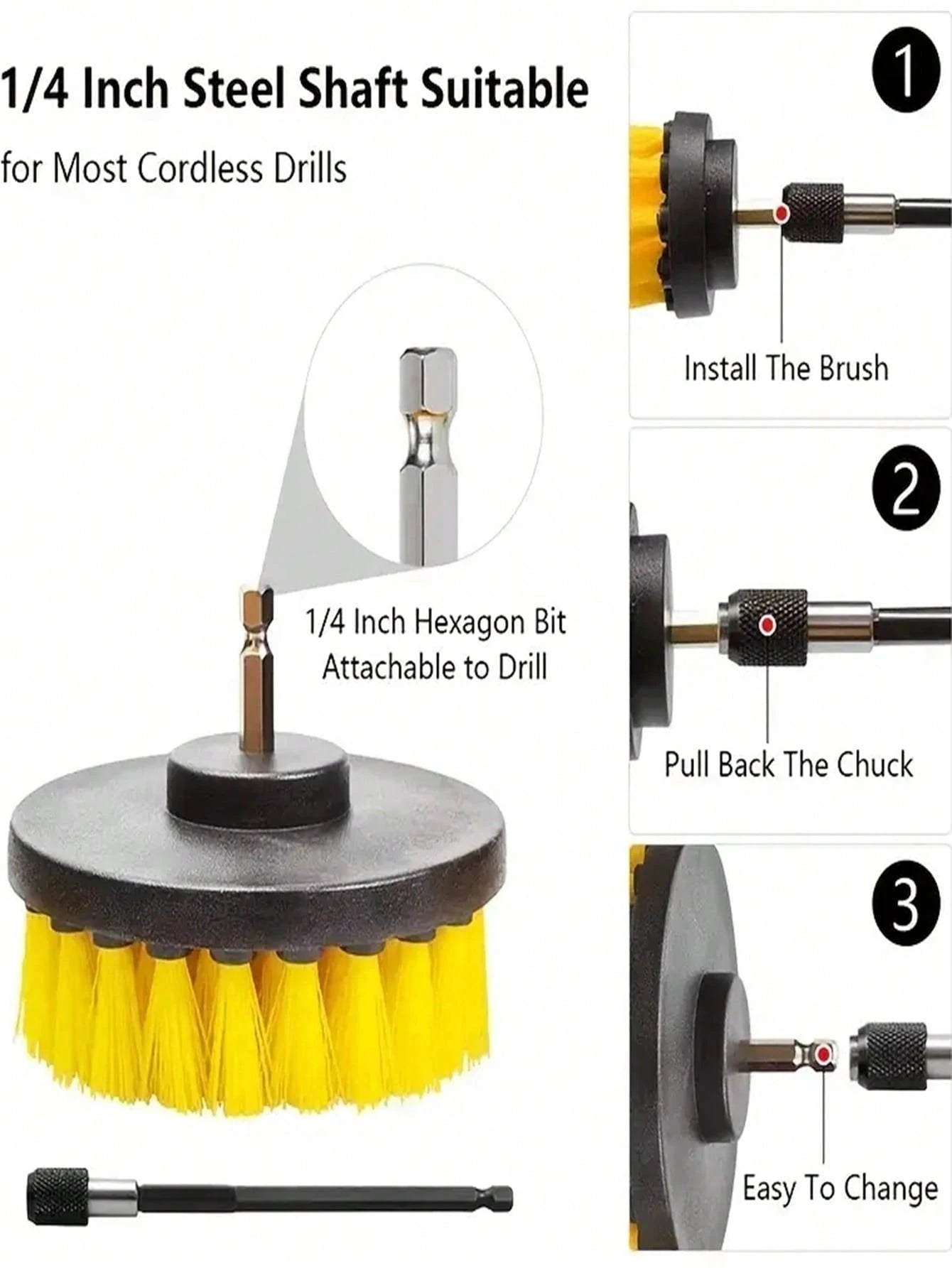 7pcs Car Cleaning Brushes Drill Brush Set, Home Cleaning Brushes