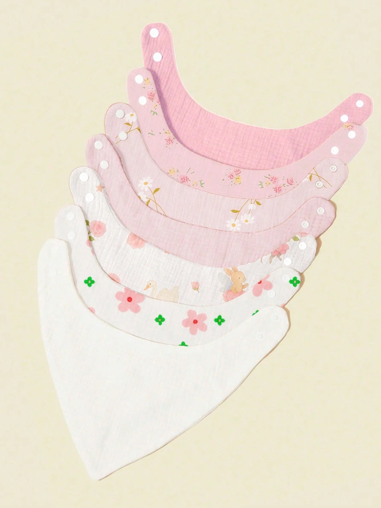 7PCS Pure Cotton Solid Color Gauze Soft Breathable Baby Bibs Triangle Bandana Drool Bibs, Bibs, Bibs, Suitable For Neutral Newborn Girls And Boys Drooling And Teething, Newborn Essentials