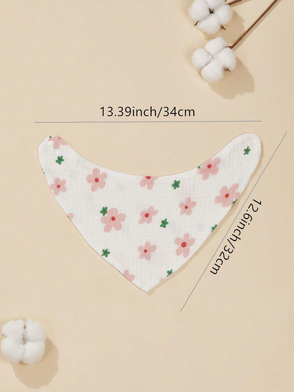 7PCS Pure Cotton Solid Color Gauze Soft Breathable Baby Bibs Triangle Bandana Drool Bibs, Bibs, Bibs, Suitable For Neutral Newborn Girls And Boys Drooling And Teething, Newborn Essentials
