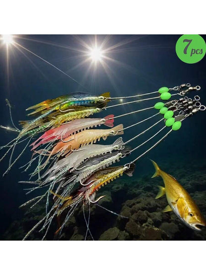 7pcs Realistic Shrimp Lure For Effective Fishing- Artificial Bait For Saltwater And Freshwater Fishing