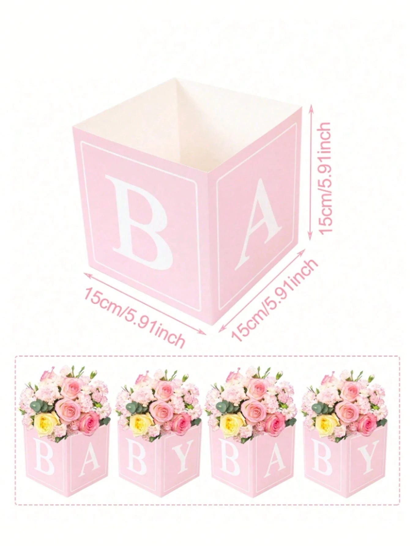 8/4/2Pcs Baby Flower & Balloon Boxes, Baby Shower Table Decor, Floral Party Decor For Gender Reveal, Birthday & Princess Party