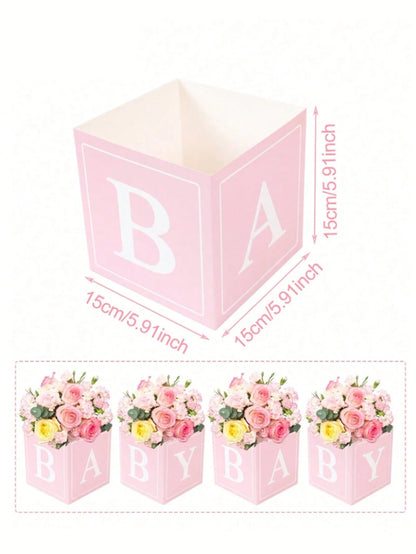 8/4/2Pcs Baby Flower & Balloon Boxes, Baby Shower Table Decor, Floral Party Decor For Gender Reveal, Birthday & Princess Party