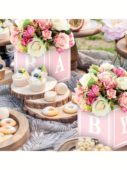 8/4/2Pcs Baby Flower & Balloon Boxes, Baby Shower Table Decor, Floral Party Decor For Gender Reveal, Birthday & Princess Party