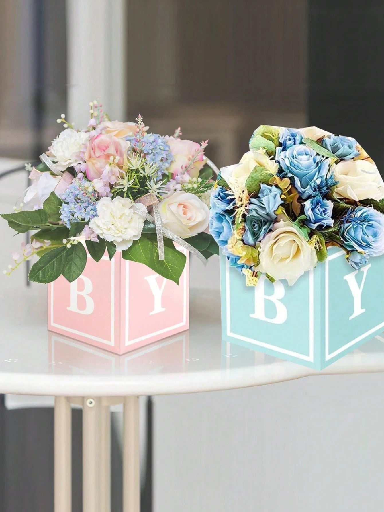 8/4/2Pcs Baby Flower & Balloon Boxes, Baby Shower Table Decor, Floral Party Decor For Gender Reveal, Birthday & Princess Party