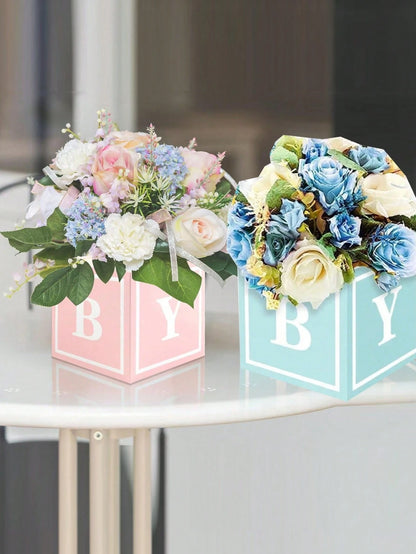 8/4/2Pcs Baby Flower & Balloon Boxes, Baby Shower Table Decor, Floral Party Decor For Gender Reveal, Birthday & Princess Party