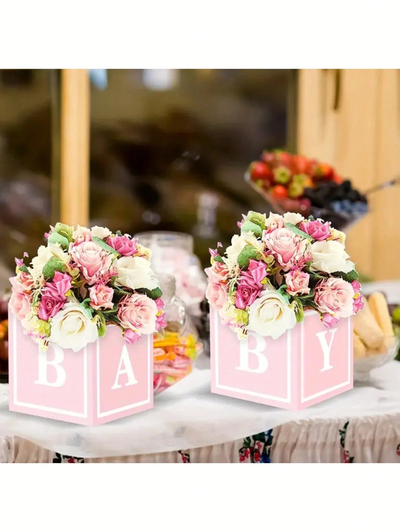 8/4/2Pcs Baby Flower & Balloon Boxes, Baby Shower Table Decor, Floral Party Decor For Gender Reveal, Birthday & Princess Party