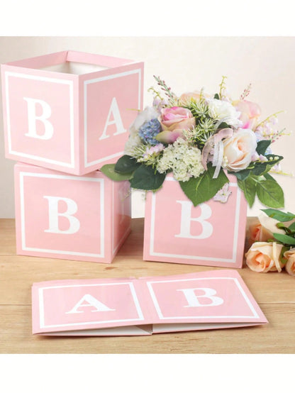 8/4/2Pcs Baby Flower & Balloon Boxes, Baby Shower Table Decor, Floral Party Decor For Gender Reveal, Birthday & Princess Party