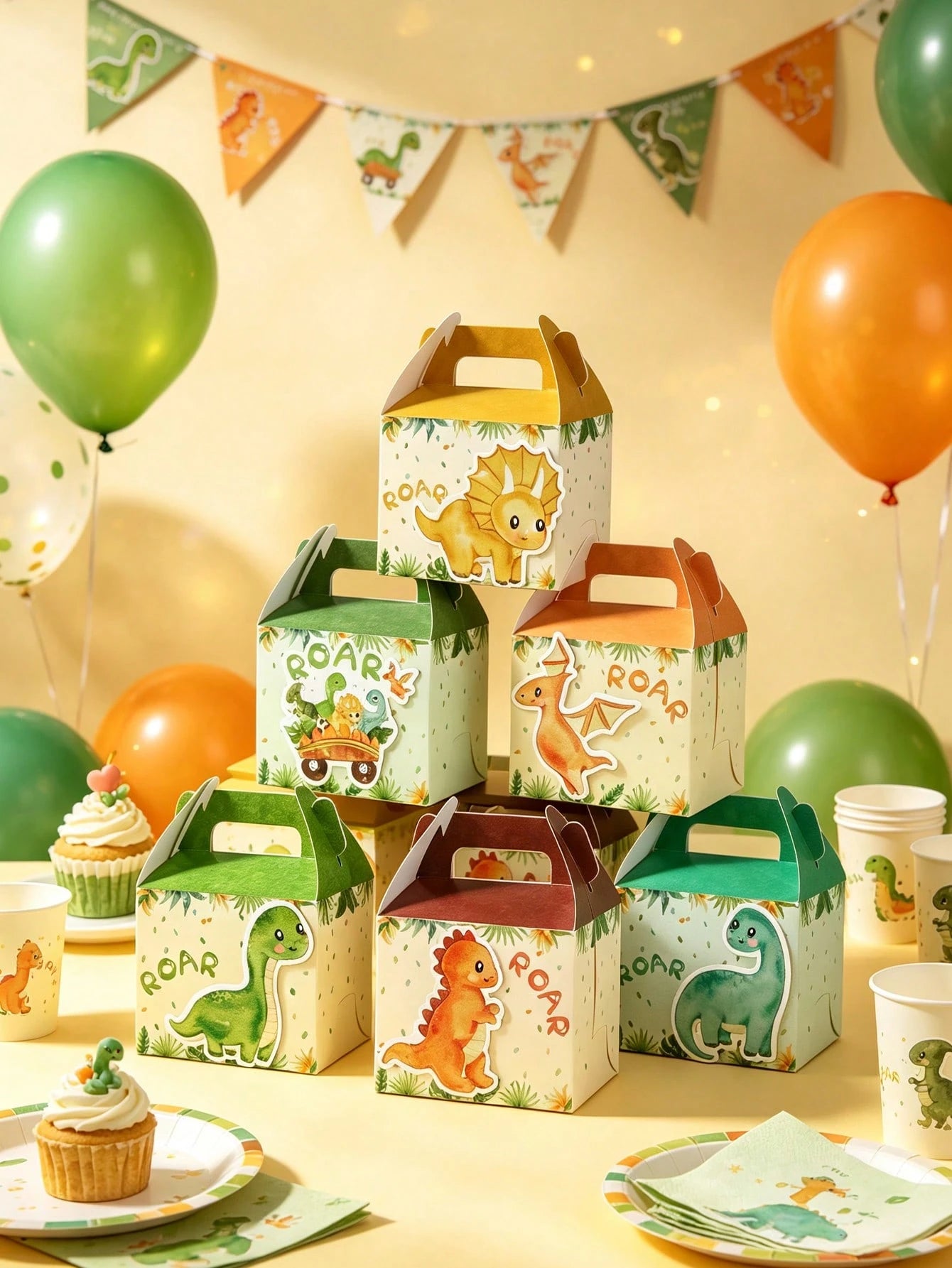 8pcs Jungle Animal Theme Gift Boxes With Handles, Jungle Adventure Theme Birthday Gift Bags, Baby Shower Decor Gift Boxes, Gender Reveal Party Candy Bags, Party Favor Bags, 1st Birthday Party Supplies