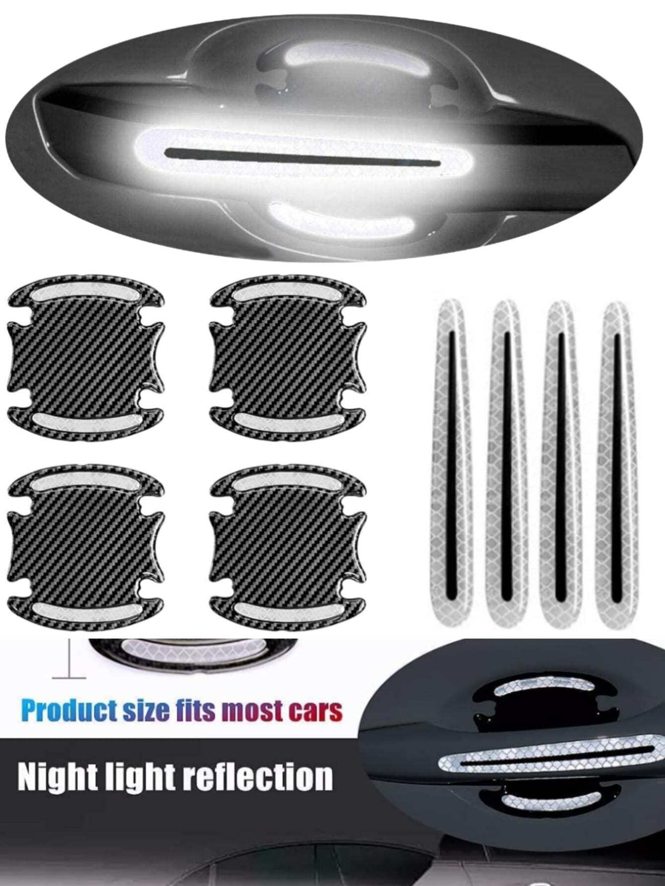 8pcs/set Car Anti-collision Transparent Door Bowl Resin With 4 Door Bowls And 4 Handles
