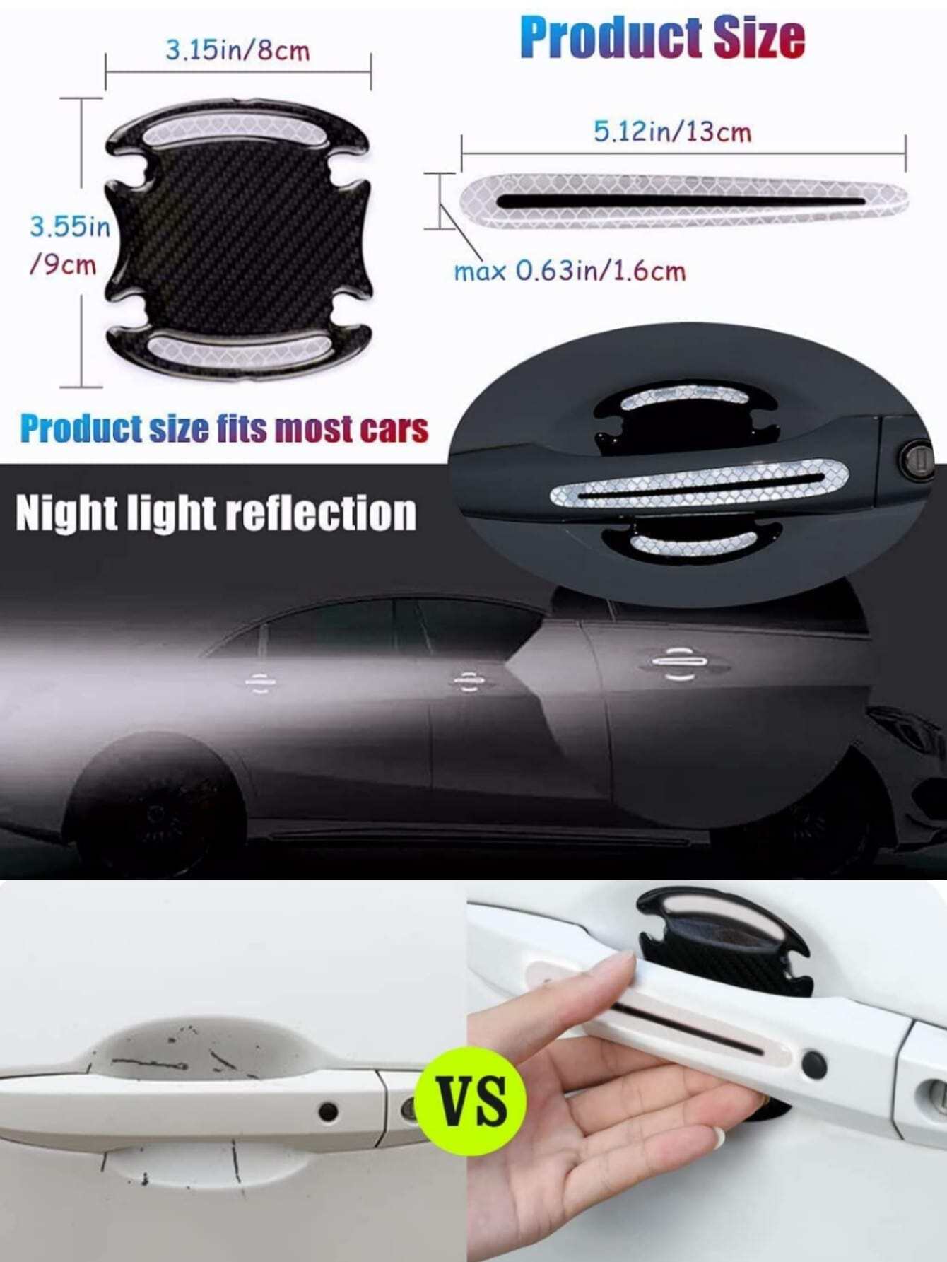 8pcs/set Car Anti-collision Transparent Door Bowl Resin With 4 Door Bowls And 4 Handles