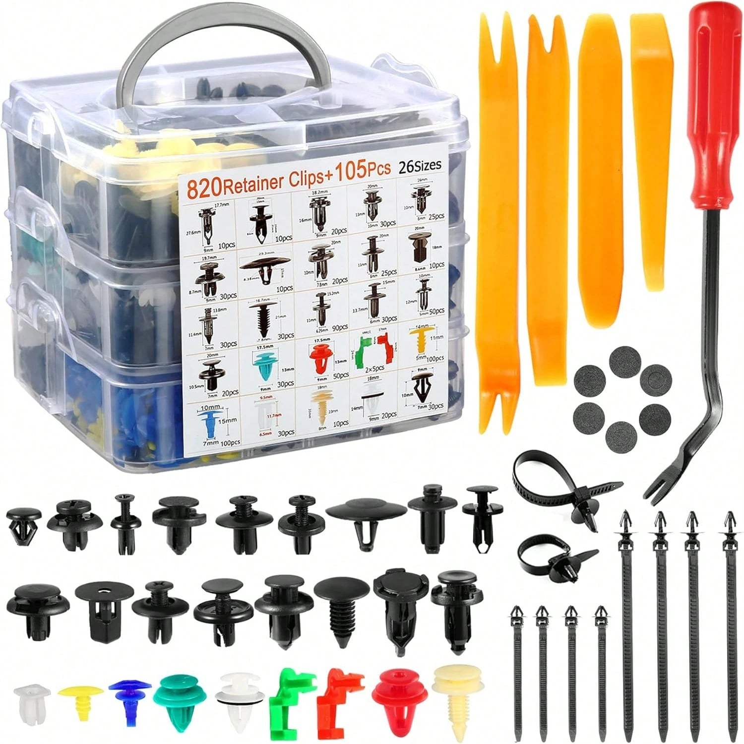 925Pcs Car Bumper Retainer Clips Car Plastic Rivets Fasteners Push Fixing Kits Most Popular Sizes Car Push Rivet Set- Fits Common Makes Door Trims Mudguard Clips