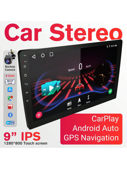 9INCH Double Din Car Stereo Wireless CarPlay Wireless Android Auto, Android 2+64G Touchscreen Car Radio Head Unit With Bluetooth 4.0, DSP, WiFi, HDCamera, Haudio