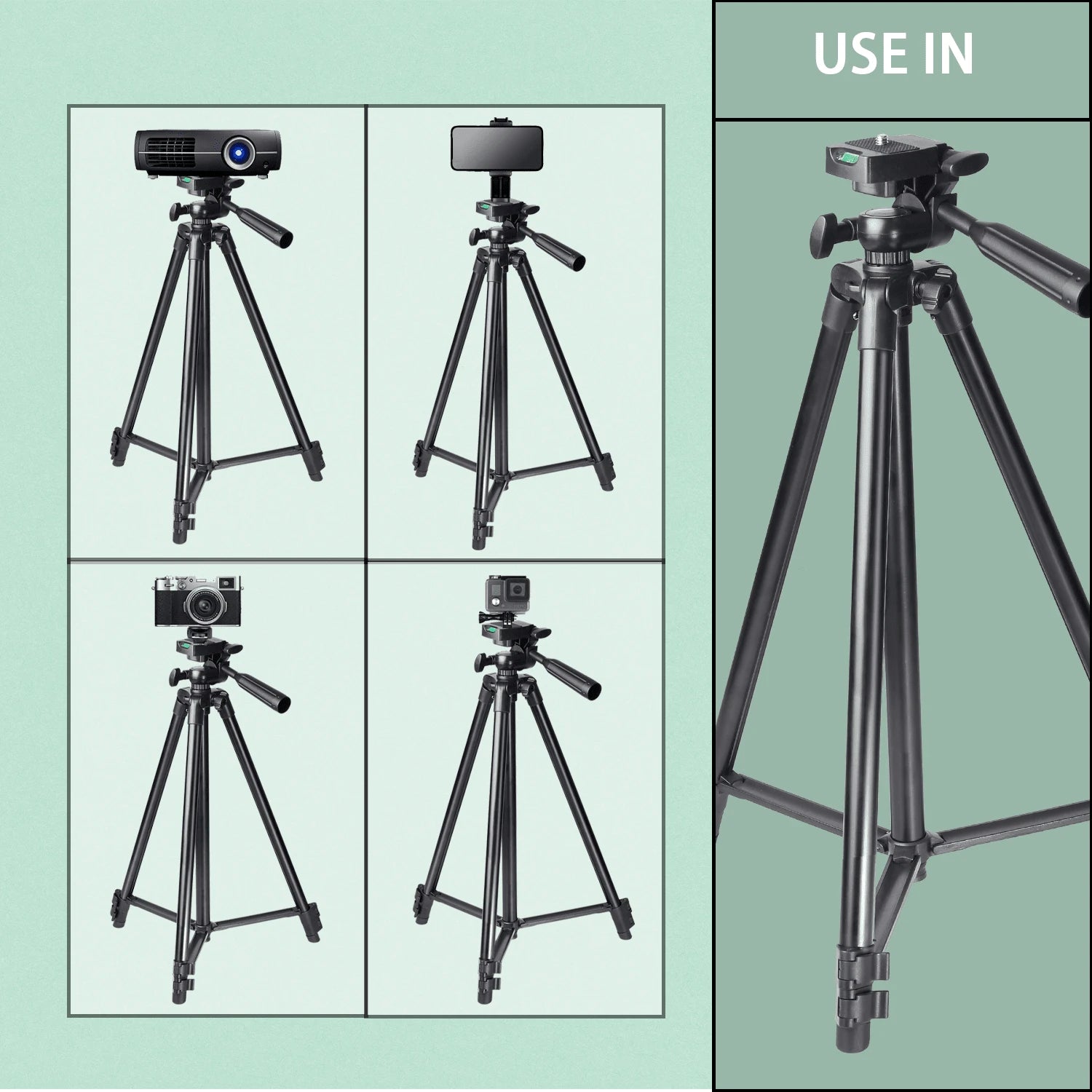 A 51 Inch Adjustable Travel Video Tripod, Mobile And Camera Tripod, Portable And Convenient, With Mobile Editing, Suitable For Meeting Recording And Outdoor Gift Live Streaming, DIY Fill Light, Widely